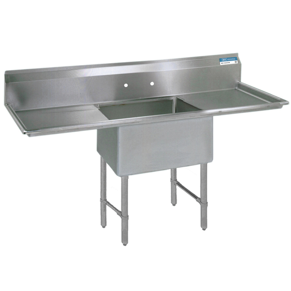 Bk Resources 25.8125 in W x 52 in L x Free Standing, Stainless Steel, One Compartment Sink BKS-1-1620-12-18TS